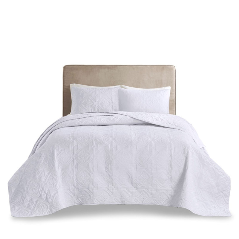 Ensemble de literie blanc luxueux, tissu en polyester, style transitionnel, idéal pour la maison