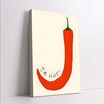 1Pc Wall Arts Posters Framed, Modern Kitchen Wall Art Decor, Red Chili Pepper with "I'm Hot" Quote Canvas Print, Vibrant Vegetable Themed Home Decoration for Dining Room, Living Room, Funny Food Poster, Minimalist Farmhouse Style Wall Hanging