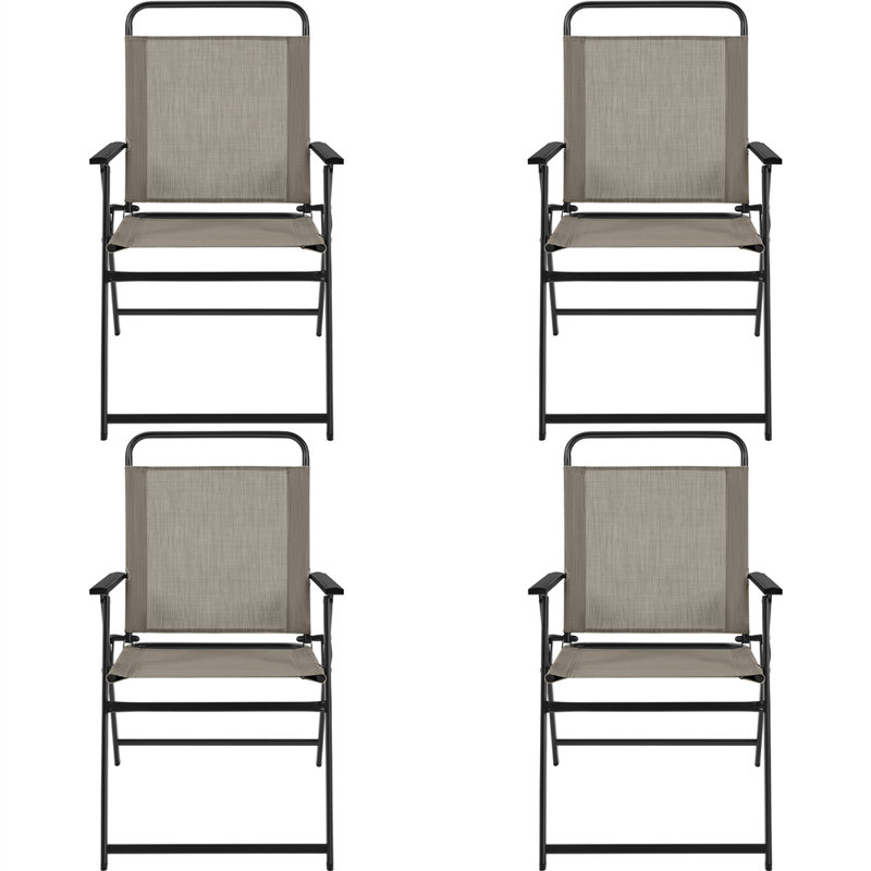 Folding Patio Dining Armchair, Brown, 4