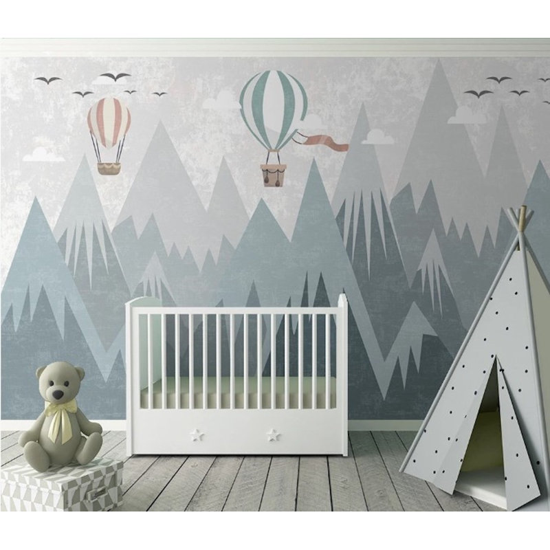 Papier peint amovible montgolfière Soft Sky Mountains, L 9 po x l 15 po