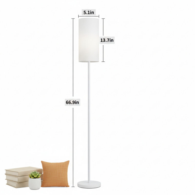 Lampe sur pied intelligente à DEL avec contrôle de l'application et couleurs RVB - lampe sur pied à intensité variable pour le salon, la chambre à coucher, les jeux - télécommande, minuterie, ampoule de 9 W incluse, grande lampe moderne de 67 po (blanc)