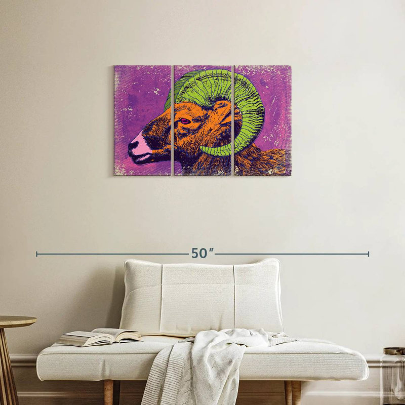 Brampt Retro Bighorn Sheep, 20" H x 33" W
