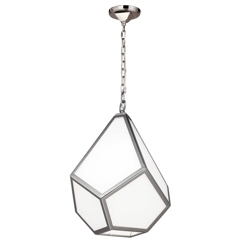 Wells 1 - Light Polished Nickel Geometric Pendant, 49.5cm H x 34.3cm W x 34.3cm D