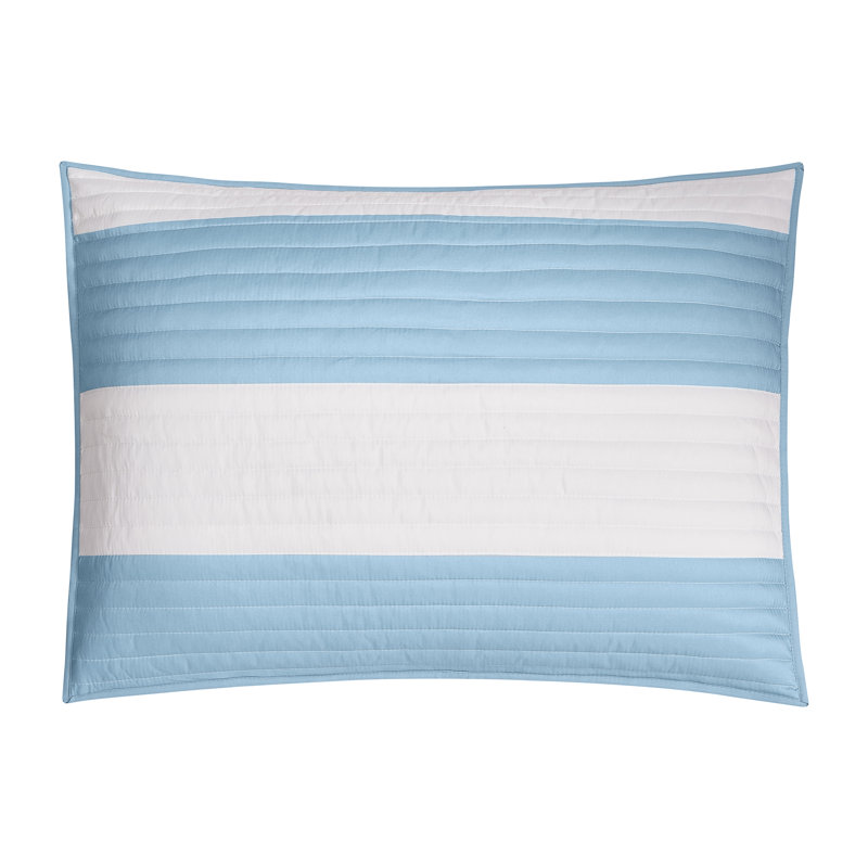 Ensemble de courtepointe réversible en microfibre à rayures bleues / blanches Lavelle, Simple extra long