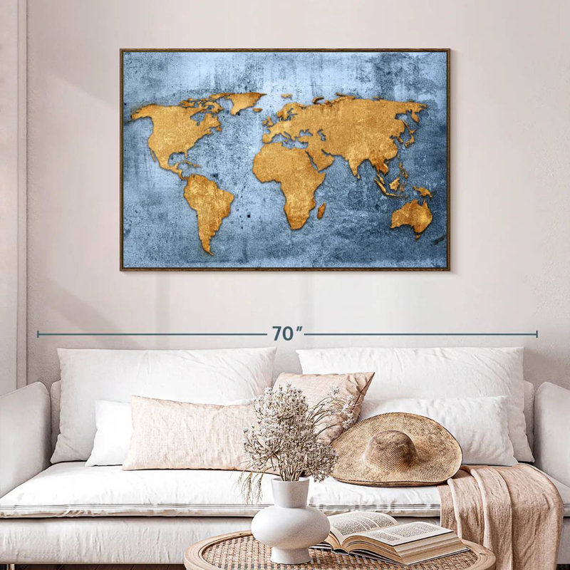 Azure World Luro, 46 po x 31 po, Cadre flottant noyer