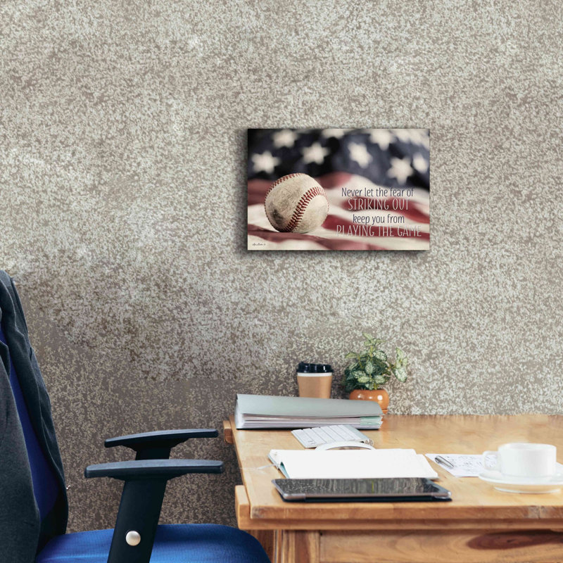 «Baseball jouer le jeu sur toile» par Lori Deiter, H 12 po x l 18 po x P 0,75 po