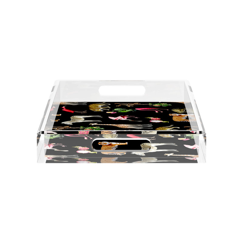 Exotix Acrylic Rectangle Decorative Tray, Black, 2" H x 17" W x 10.5" D