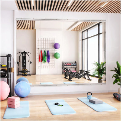 Ensemble de miroirs muraux en verre trempé sans cadre pour la gymnastique à domicile