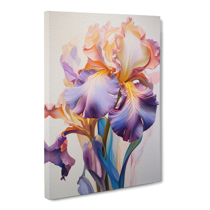 Iris Flower Hard Edge No.2 - No Frame Art Prints - Wrapped Canvas, 76cm H x 50cm W x 3cm D