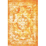 Sandrine Ikat Area Rug in Orange