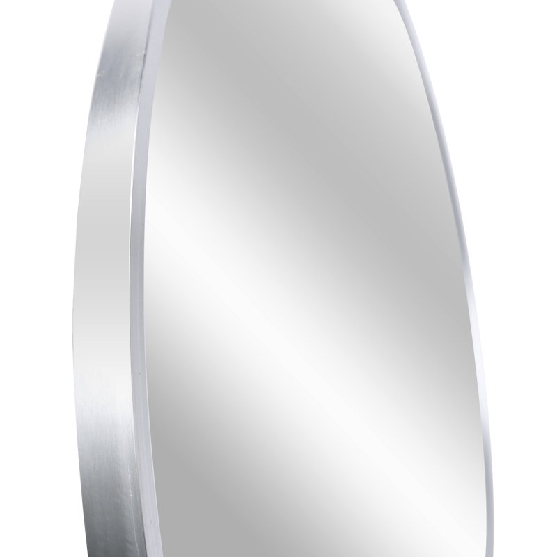 Miroir mural de salle de bain rond argenté de 36 pouces de diamètre - 4 mm sans verre, aluminium brossé, conception incassable pour cadre rouille