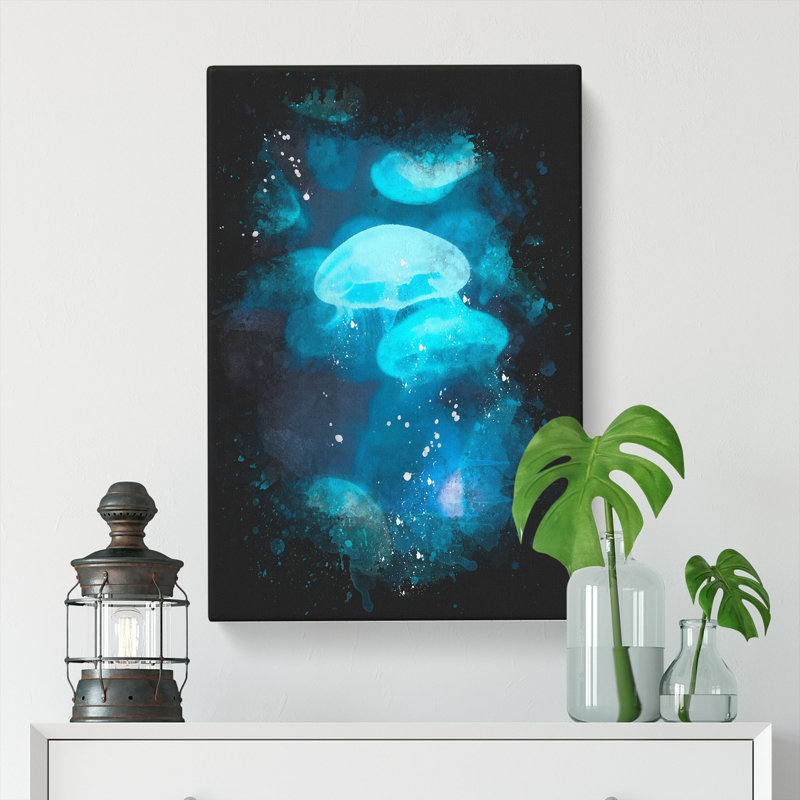 Blue Jellyfish - Wrapped Canvas, 60cm H x 40cm W x 3cm D