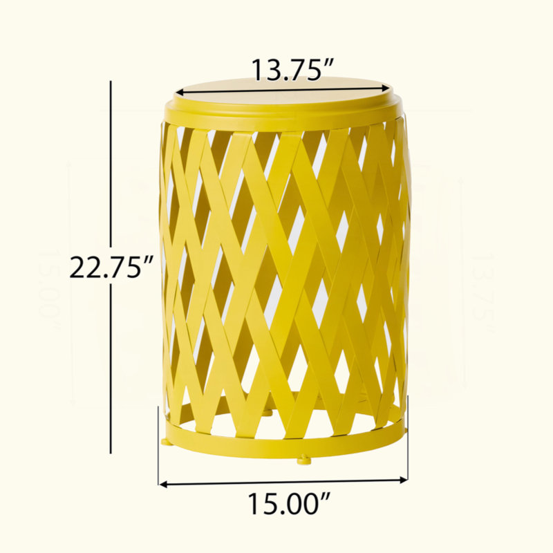 Charmante table d'appoint en fer pour les loisirs de plein air et un décor élégant, Jaune