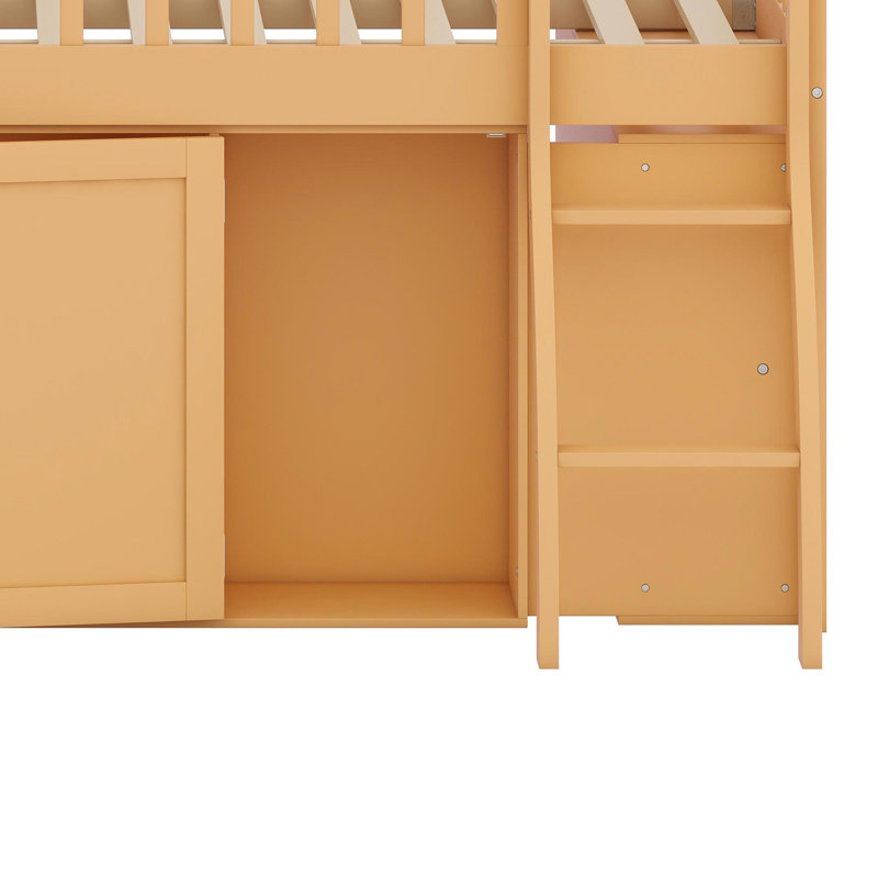 Lit surélevé contemporain avec rangement sous le lit et tête de lit lumineuse avec lumières DEL, Naturel