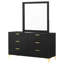 Commode large Dle avec miroir, pieds dorés, finition noire moderne-117056031