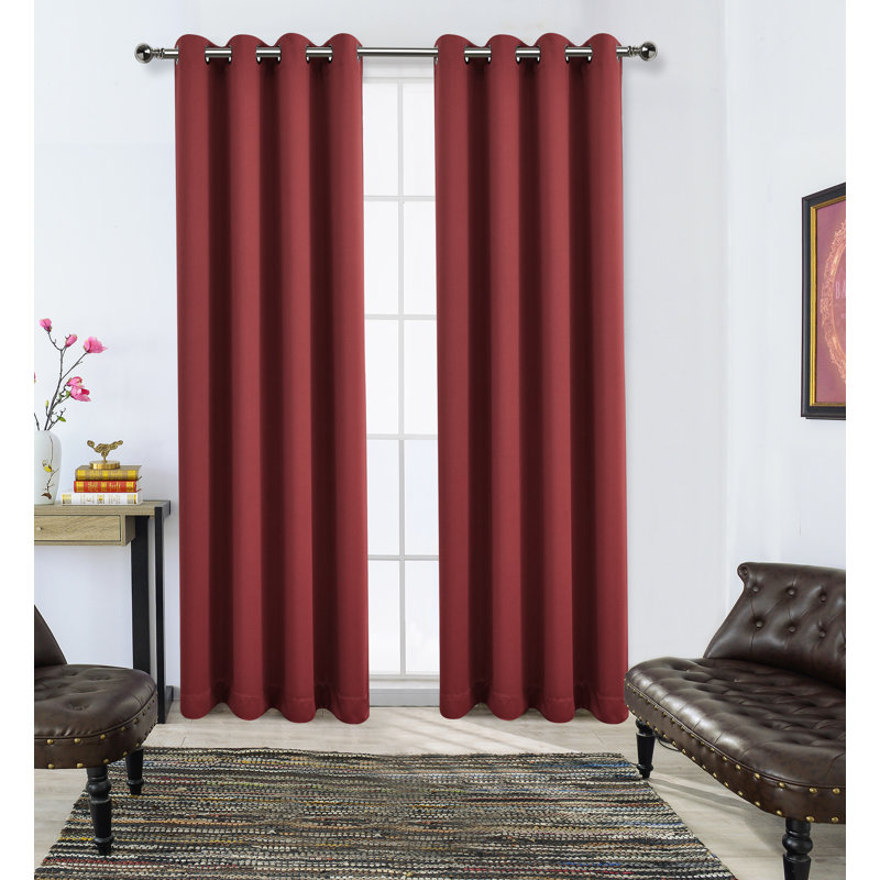 Paire de rideaux occultant et isolants avec œillets Fet, 50 po x 90 po, Rouge
