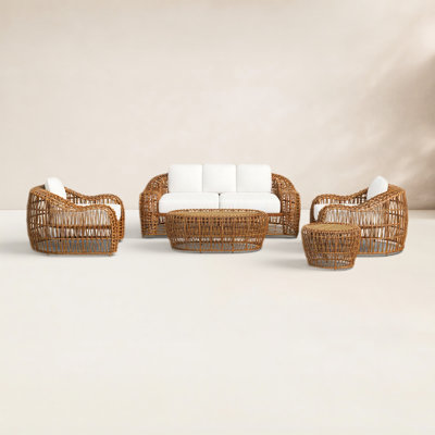 Alyshia 5 Piece Sofa Seating Group with Sunbrella Cushions