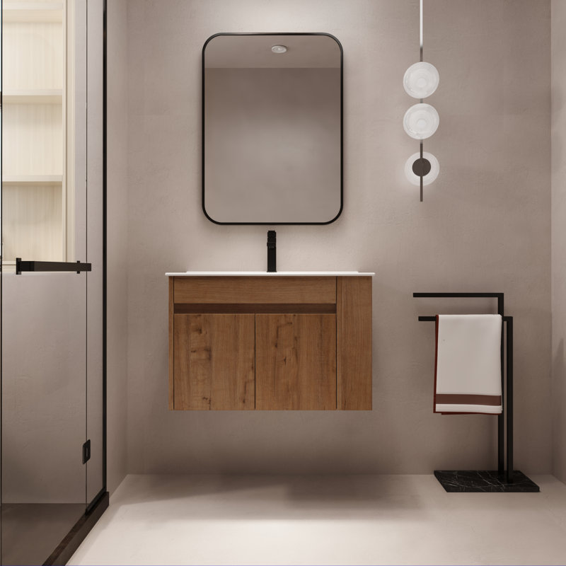 Meuble-lavabo simple avec plateau en céramique 30,47 po Croissy