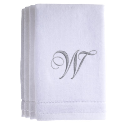  Monogrammed 4 Piece 100% Cotton Fingertip Towel Set