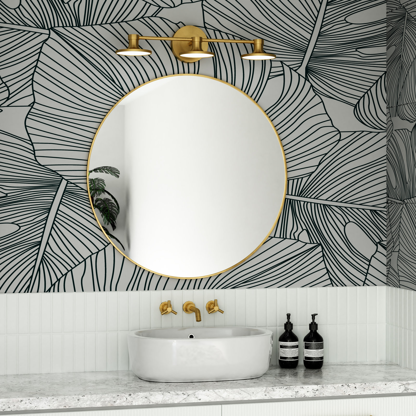 Daveney 3 Light Dimmable LED Vanity Light, Brushed Gold