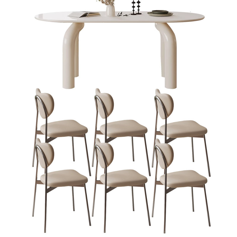 Ensemble de table de salle à manger ovale crème, H 29,52 po x L 78,74 po x l 31,49 po