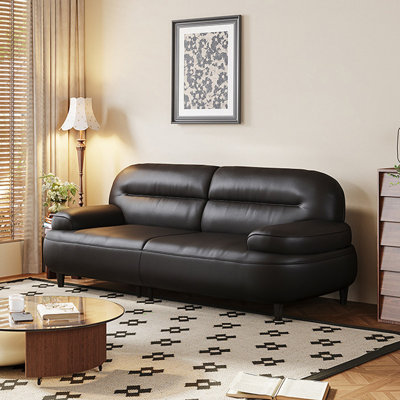 Black Genuine Leather Modular Sofa cushion couch