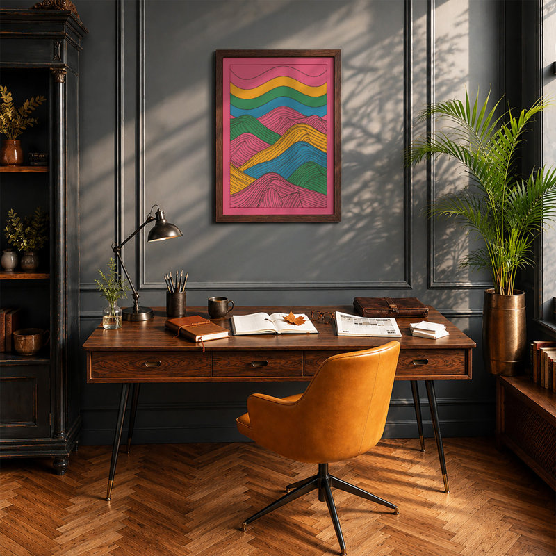 Flowing Landscape Forms Modern - Print, Walnut, A3 - 42.0 x 29.7 cm