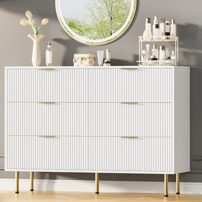 6-Drawer Wooden Dresser for Bedroom, Modern Storage Chest for Living Room, Hallway, Closet, Entryway