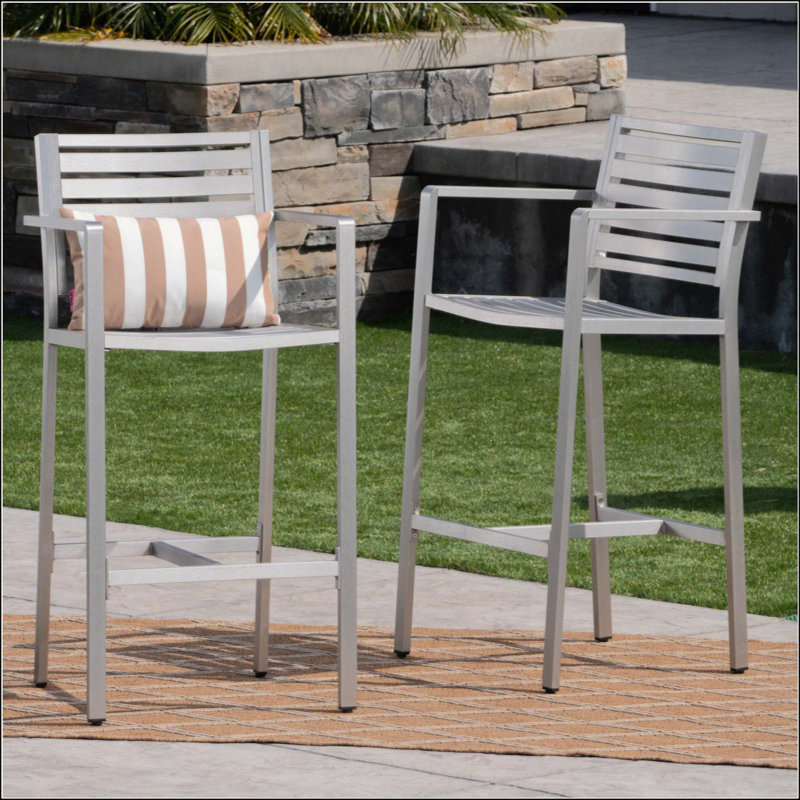 Tabourets d'extérieur avec cadre en aluminium antirouille, ensemble de 2