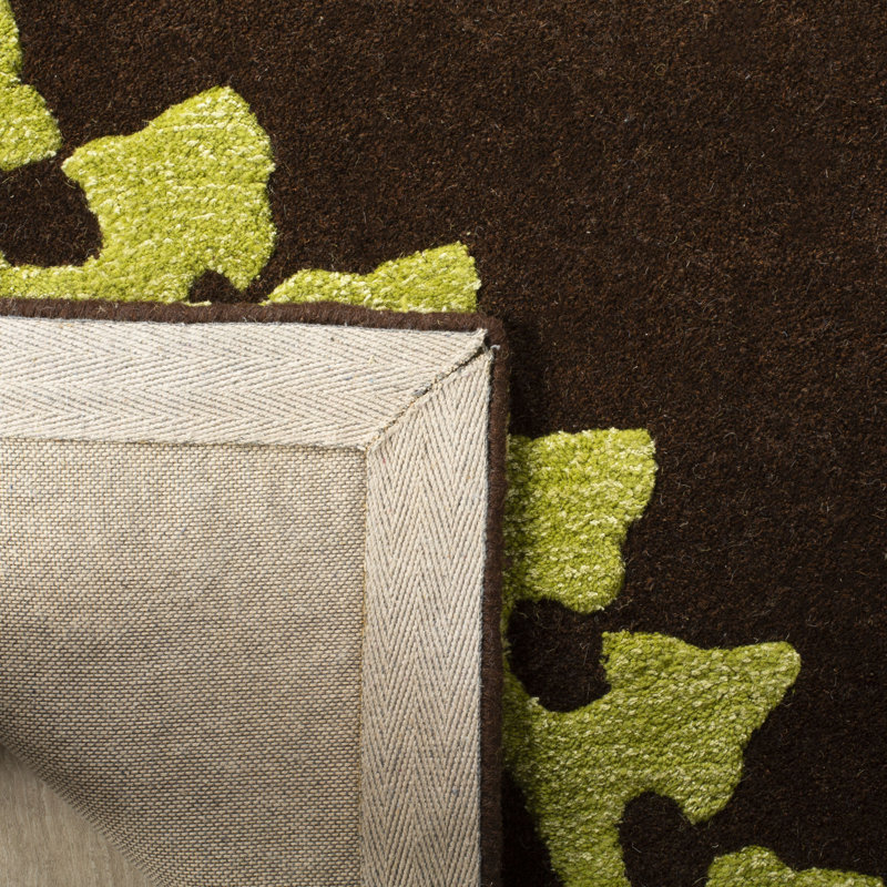 Steve Hand Tufted Wool & Viscose Pile Floral Rug, Rectangle 5' x 8'