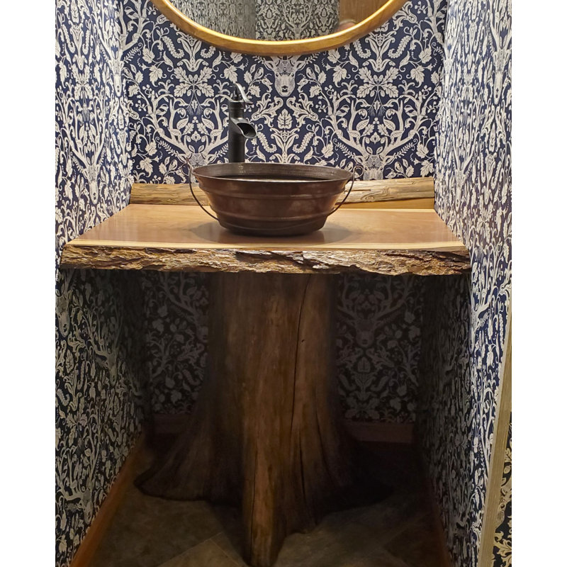 13" Round Copper Vessel BUCKET Bathroom Sink with Handle
