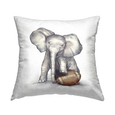 Football Elephant Sports Wildlife Outdoor Printed Pillow by Ziwei Li