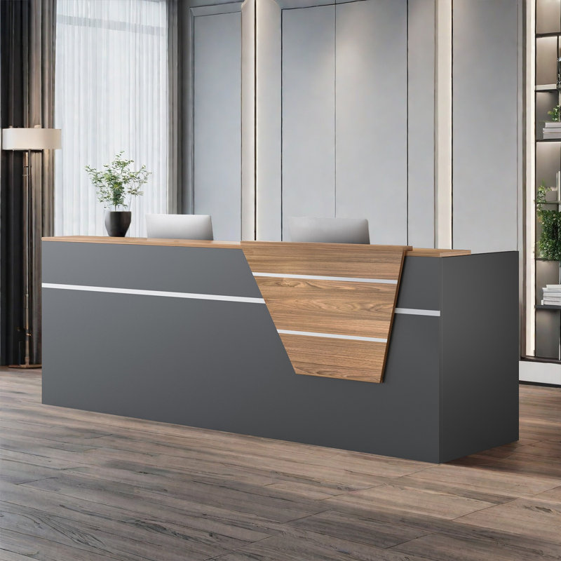 78.74-Inch Vintage Front Desk with Lockable Drawers, Perfect for Reception or Computer Use