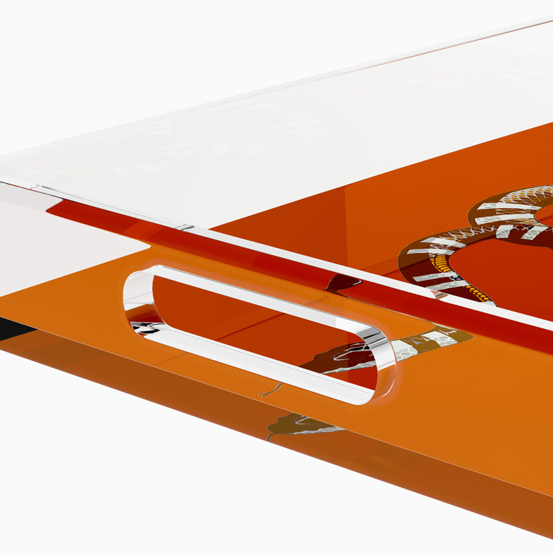 Plateau décoratif serpent en acrylique, Orange brûlé, L 12,5 po x P 7,75 po x H 2 po