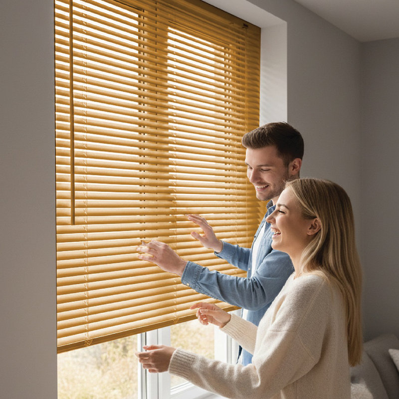 PVC Room Darkening Venetian Blind, Teak, 213 cm L x 135 cm W