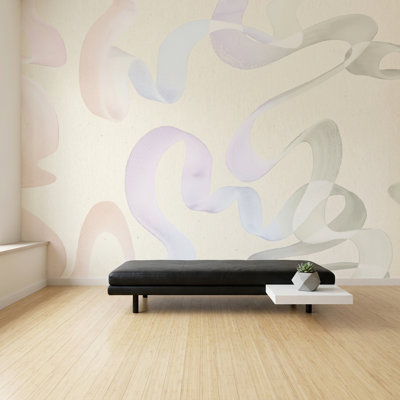 Papier peint blanc avec décoration murale abstraite amovible