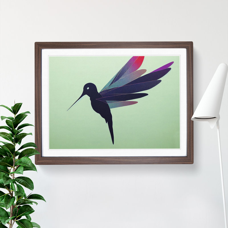 Luscious Hummingbird - Single Picture Frame Print, 25cm H x 34cm W x 2cm D, Walnut