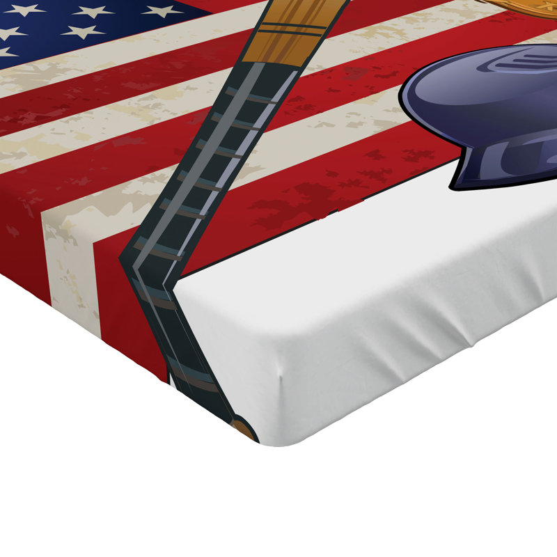 Multicolore drapeau américain et baseball Ambesonne, Drap-housse de taille simple