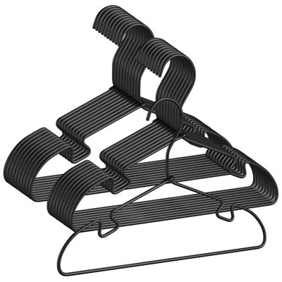 20-Pack Black Aluminum Kids Hangers, Sturdy Metal Baby Clothes Hangers With Non-Slip Shoulder Grooves, Space-Saving Design For Wardrobe Organization