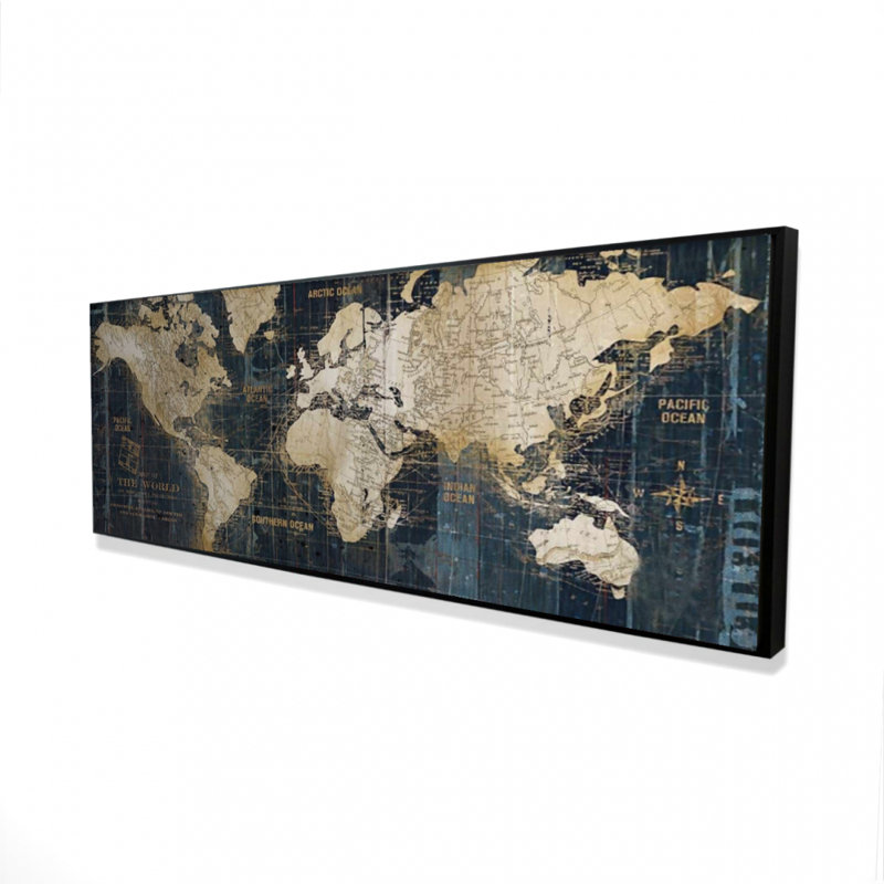 Abstract World Map on Canvas, 20" H x 60" W