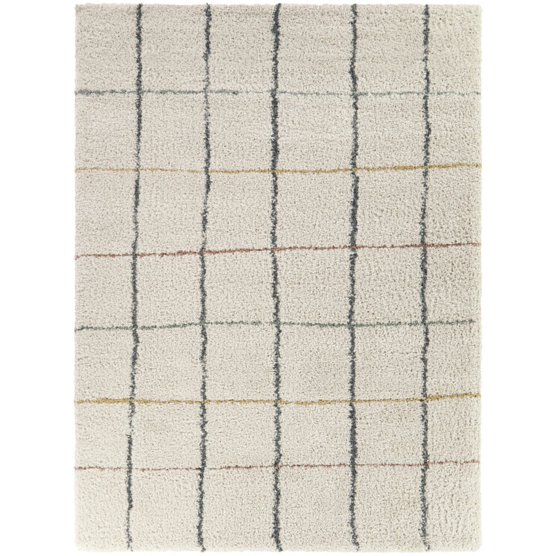 Tapis crème à poils longs Bachri, Rectangle 7 pi 10 po x 10 pi