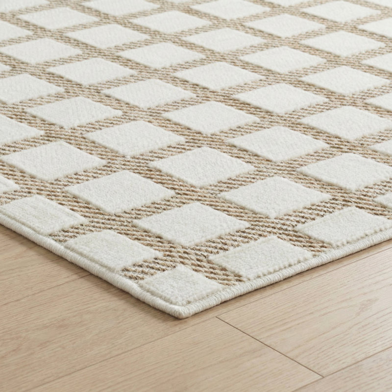 Tapis intérieur crème / beige à motif géométrique crème / beige 6 pi x 9 pi (5 pi 11 po x 9 pi 0 po) Tapis de salon, de chambre à coucher, de salle à manger et de cuisine
