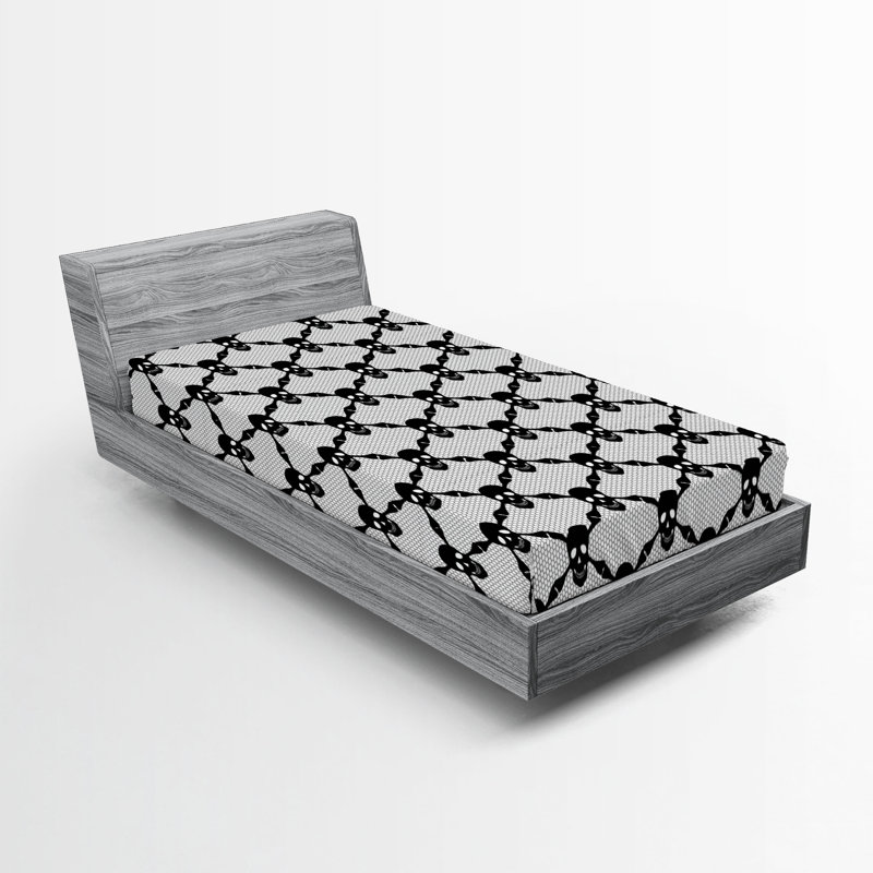Drap-housse Ambesonne, paquet de 2, Drap-housse de taille simple, Géométrique noir / blanc