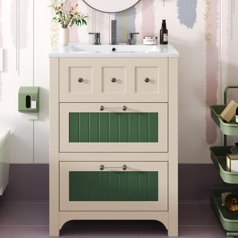 24'' Single Bathroom Vanity With Ceramic Top