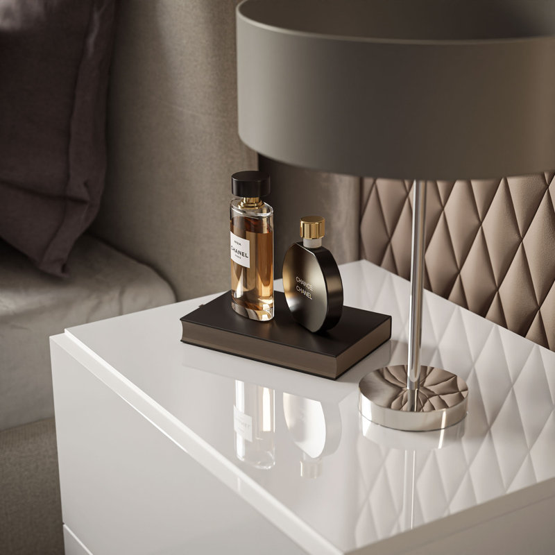 Ballajura 2 Drawer Bedside Table, White/Black
