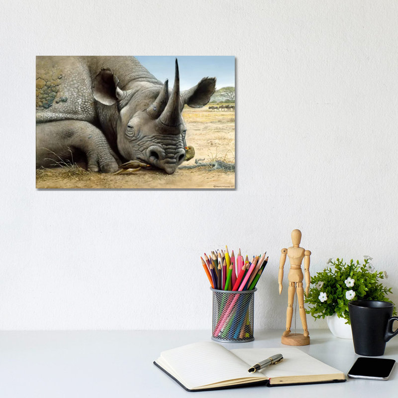 Black Rhino by Harro Maass - Wrapped Canvas Painting