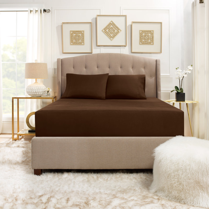 Microfiber Sheet Set, Twin Sheet Set with 1 Pillowcase, Chocolate Brown