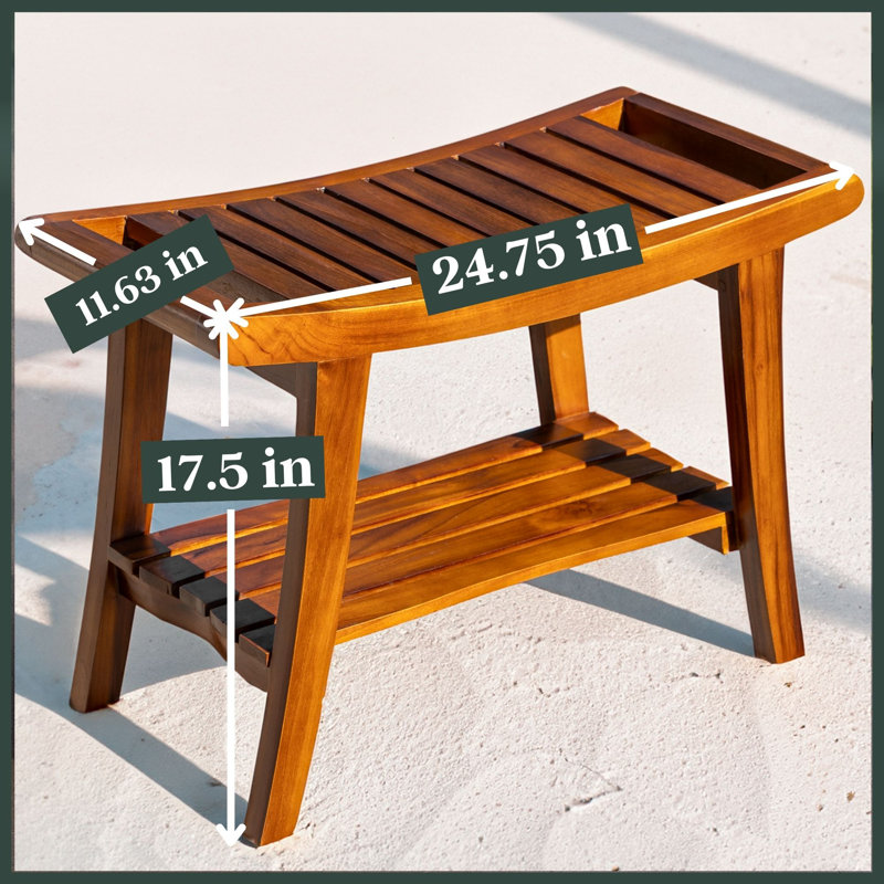 Orvile 24.75'' W Teak Shower Bench