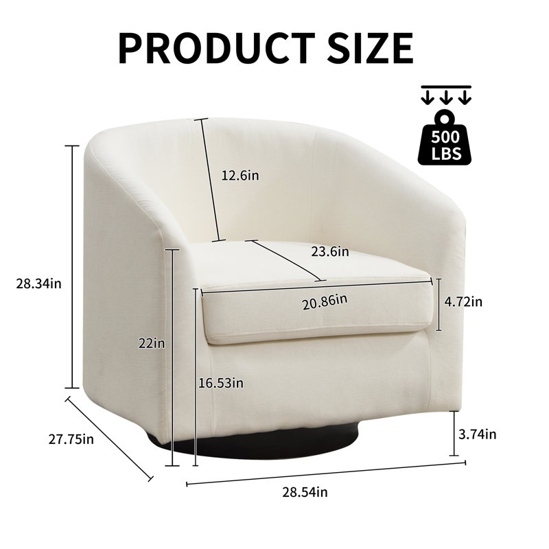 Fauteuil d'appoint rembourré 28,5 po, Ivory