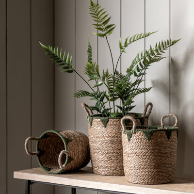 Bay Isle Home Seagrass / Cotton Rope Decorative Basket